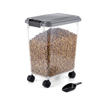 Lemmikkien ruokasäilytyslaatikko pyörillä ja kauhalla, 20L