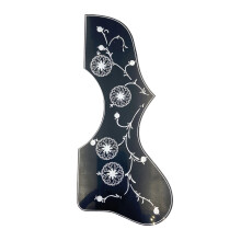 Plaque de protection pour guitare-fleurs blanches noires