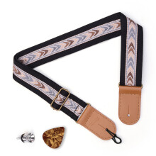 Sangle de guitare brodée confortable pour guitares-Noir