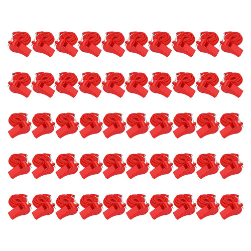 50Pcs Sports Whistle with Lanyard for