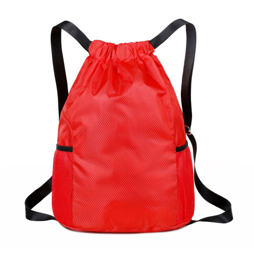 Large Capacity Drawstring Backpack Waterproof Oxford Fabric-Red