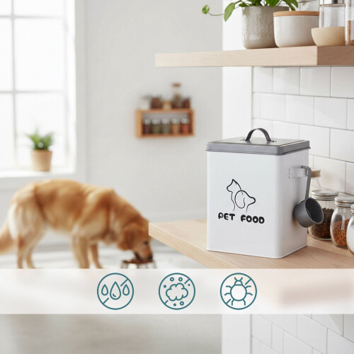 Bewaarbox voor dierenvoer met deksel en schepje 2