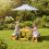 Kinderpicknicktafelset met parasol en kussens 1
