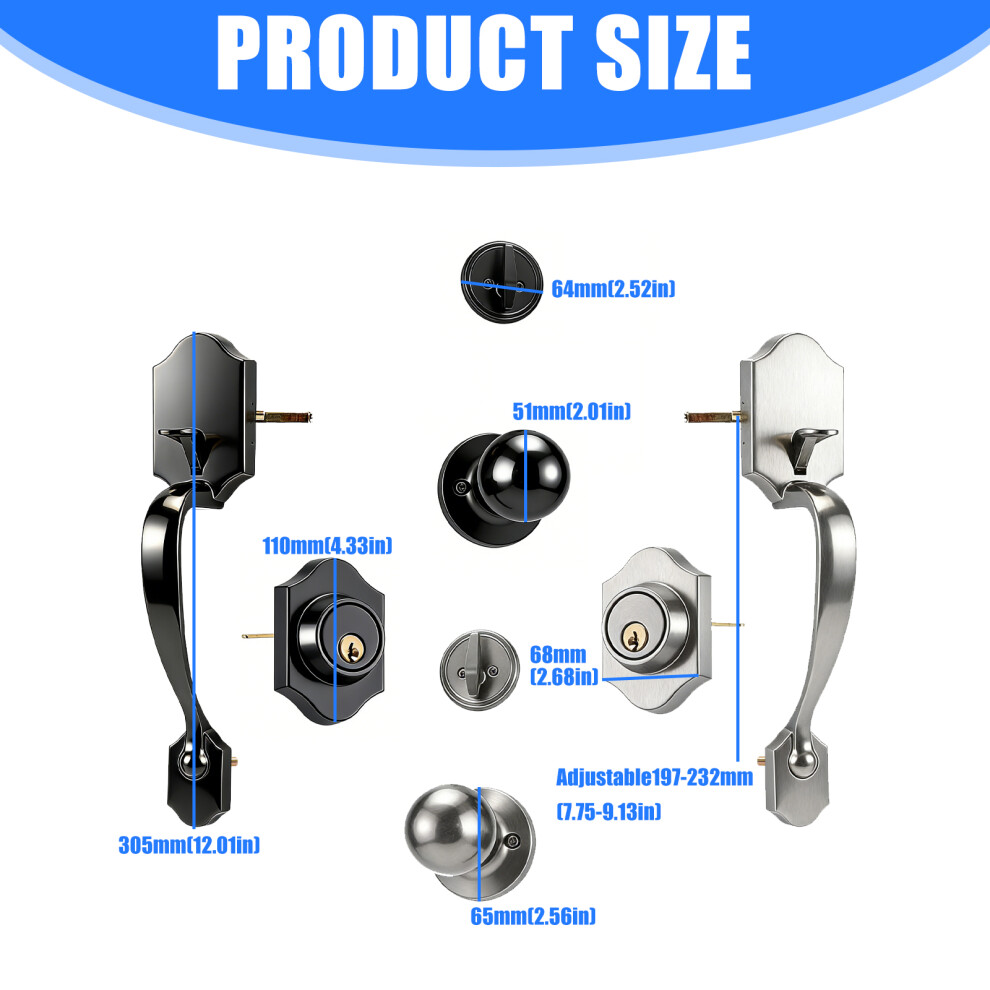Modern Zincs Alloys Door Handle Lock With Quiet Mechanism-Black 7755001190894