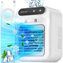 Tragbarer 2-in-1-Ventilator mit Klimaanlage und Luftbefeuchter – Persönlicher Luftkühler mit 2 Sprühmodi, 2 Windgeschwindigkeiten und