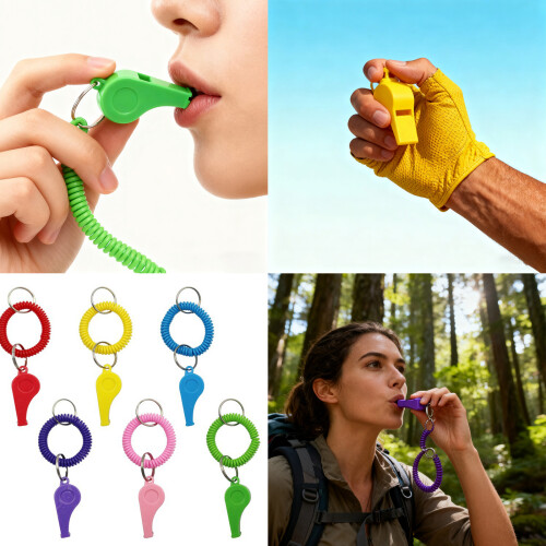 Sifflet en plastique multicolore, 12 lots, durable, non-Rouge 2