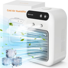 Tragbare Klimaanlage, persönlicher Ventilator mit Luftbefeuchter, 2 Sprühmodi, 2 Geschwindigkeiten, 2000-mAh-Akku