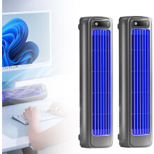 (2 Stück Blau) Neuer Lüfter 2026 mit 3 Geschwindigkeitsstufen, LED-Touchscreen und USB-Ladefunktion für Schlafzimmer, Büro und Zuhause