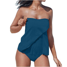 Strapless Tankini Swimsuits for Women 2 Piece-darkblue XL