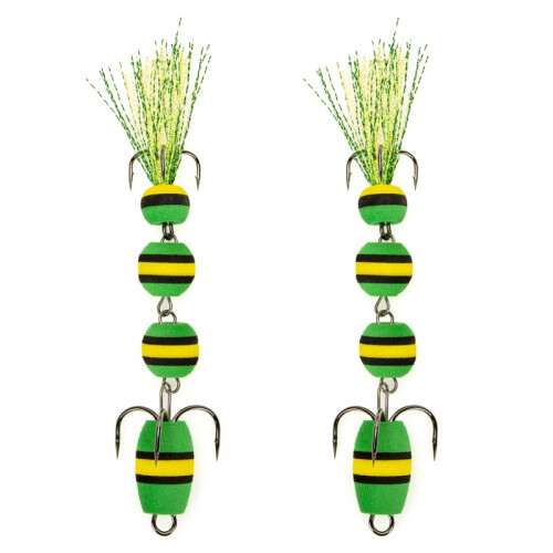 2pcs Artificial Baits High Density Foam-07 green black yello