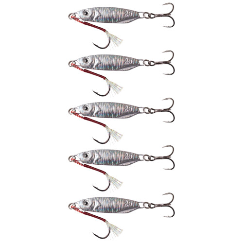 5Pcs Metal Cast Jigging Spoon Lures Treble Hook High-30g