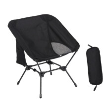 Outdoor Folding Fishing Chair Iron Frame Camping Chair-Black