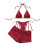 Women's 3 Piece Halter Bikini Set Polka Dots Triangle-Red S 1