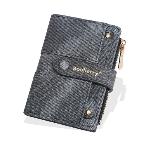 Modern Inspired Ladies Wallet Integrated Card Case-Black