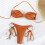 Bathing Suit for Women Halter Ring Linked Tie Side-Black S 2