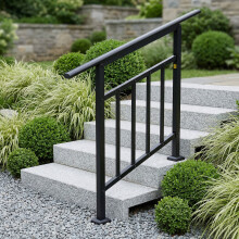 2-3 Step Black Galvanized Steel Adjustable Stair Handrail