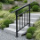 Living And Home 2-3 Step Black Galvanized Steel Adjustable Stair Handrail 1