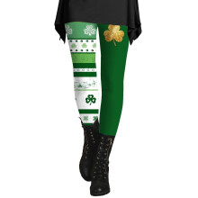 WomensPatricks Day Shamrock Leggings High-Fluorescent Green S
