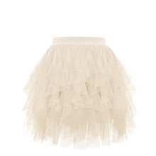 Women's Layered Tulle Short Skirts Elastic High-champagne XL