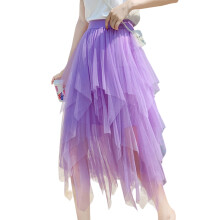 Women's Elegant A Line Tulle Skirt Asymmetric Layered-pink p XL