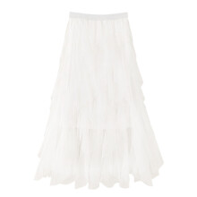 A Line Skirt Layered Mesh Tulle Asymmetric Halloween-White S