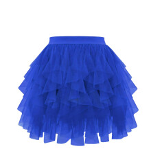Women's Layered Tulle Short Skirts Elastic High-Royal Blue M