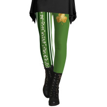 WomensPatricks Day Shamrock Leggings High Waist-Green L