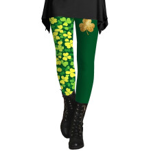 WomensPatricks Day Shamrock Leggings High Waist-Mint XL