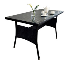 Rattan Garden Table with Glass Top - Seats 4, Weatherproof