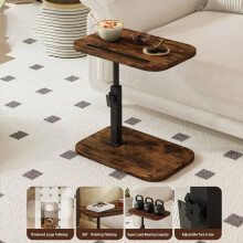 Height Adjustable Swivel Sofa Table, Space-Saving C-Shaped Side Table