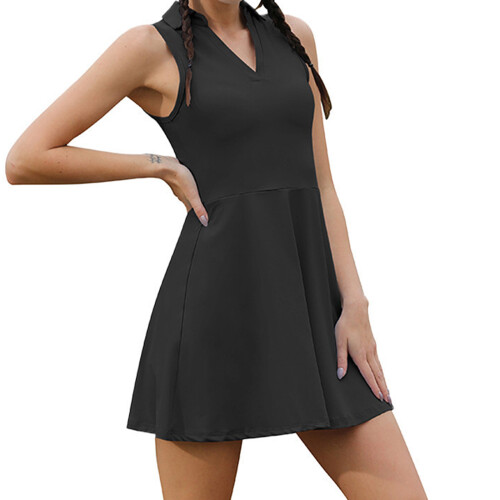 Lightweight Polyester Athletic Skirt Pair With-Black XXL
