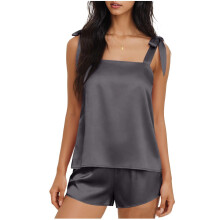 Pajamas For Women Set Top And Shorts Sleepwear-Dark Grey XL