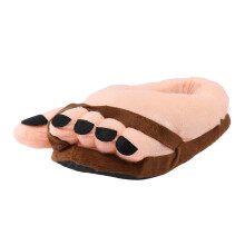 Novelty Big Toe Cartoon Fuzzy Slippers, None Slip Funny-brown