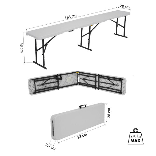 Folding Garden Bench, White, 180 cm 1