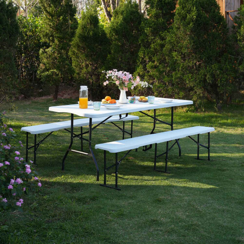 Folding Garden Bench, White, 180 cm 2