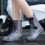 Semelles antidérapantes couvre-chaussures imperméables-marron L 5