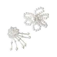 2Pcs Pearls Tassels Shoe Clips Pearls-Pearl flower with lo