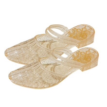 Damen-Sandalen mit spitzem Zehenbereich, Strandschuh,-Gold 36