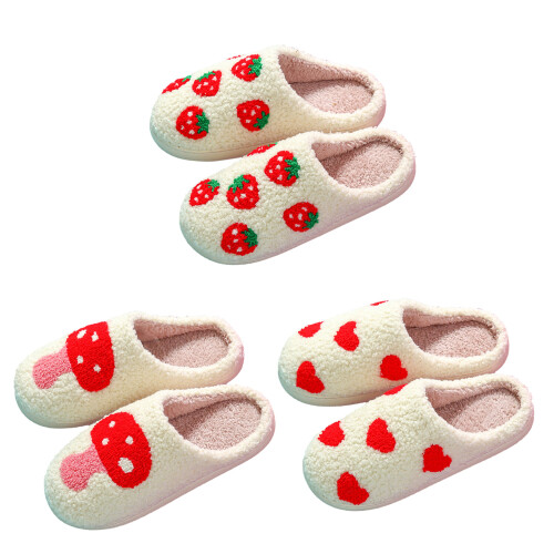 Pantoufles doublées de coton en peluche douce-champignon 36 37 1