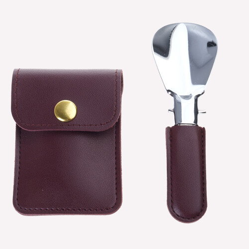 Portable Folding Shoehorn with PU Leather Handle Shoe-Blue 1
