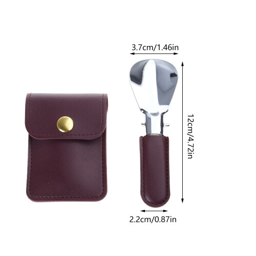 Portable Folding Shoehorn with PU Leather Handle Shoe-Blue 2