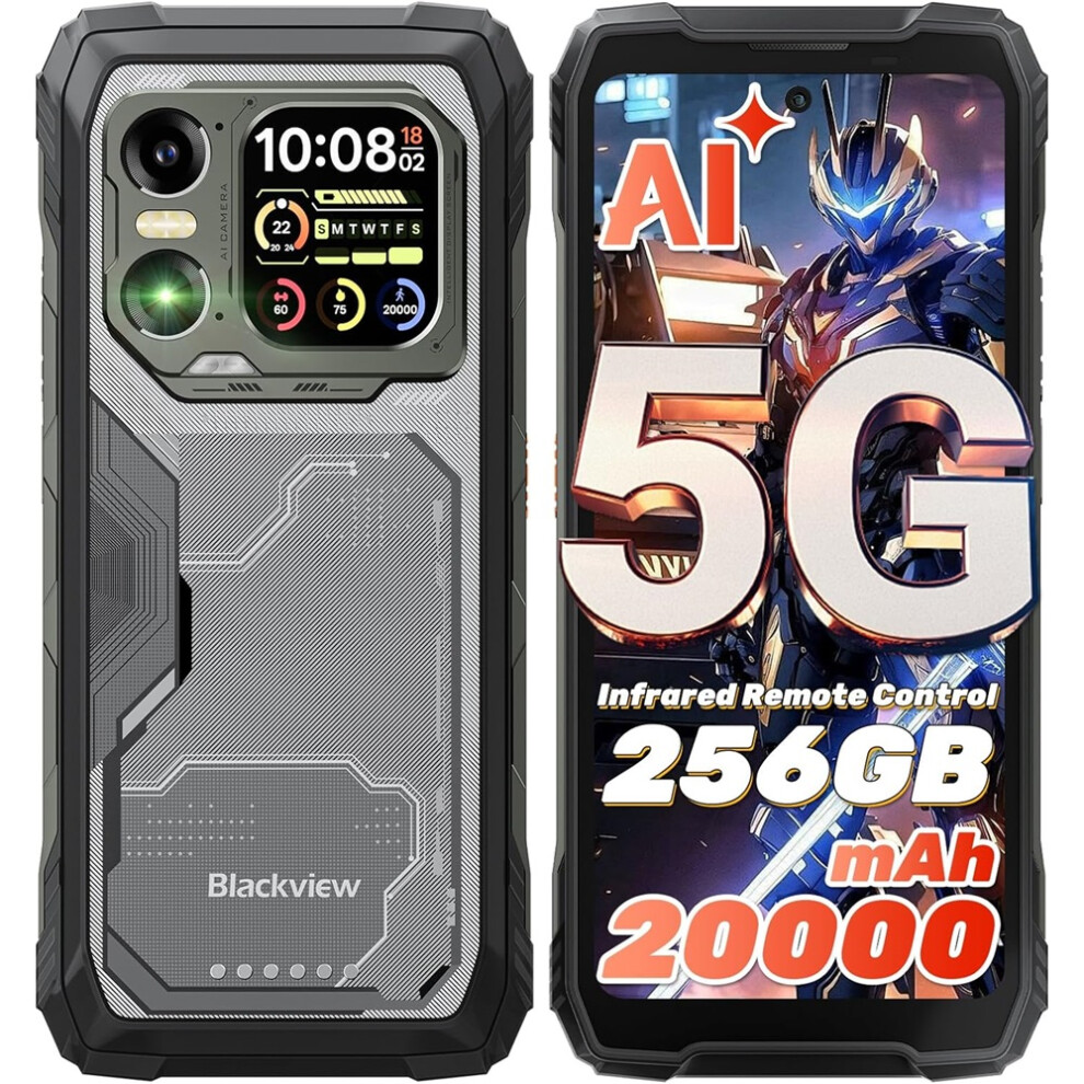 View (Black) Xplore 1 Ai 5G Unlocked Rugged Phone Android 15, 20000Mah Battery 36Gb 256Gb,,/Orange Black