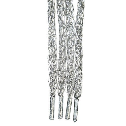 Hollowed Crochet Shoelaces Metallic Color Polyester-Silver 80cm