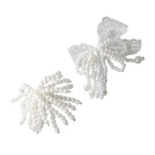 2Pcs Pearls Embellished Shoe Buckles Clips Easy-Tassestyl lace