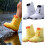 Kids Rain Boot Covers Thickened Rainproof Shoe Covers-Yellow M 4