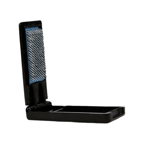 Ergonomic Handle Foldable Dance Shoe Cleaner Brush Steel-Black