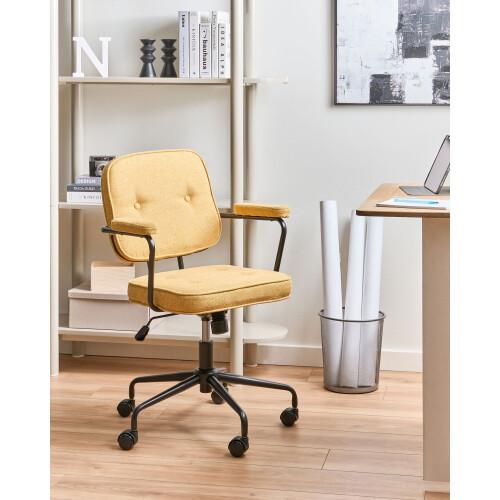 Beliani Desk Chair PAWNEE Fabric Yellow 1