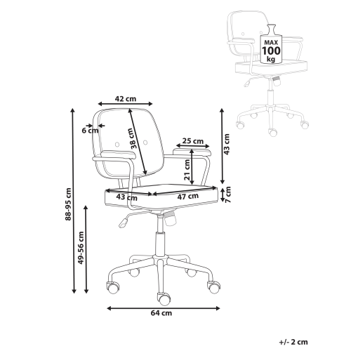 Beliani Desk Chair PAWNEE Fabric Yellow 2
