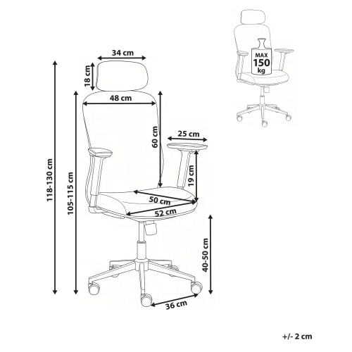 Beliani Office Chair ERVIONE Grey 2