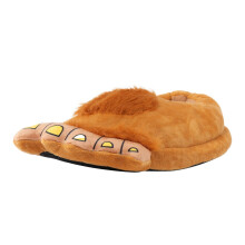 Novelty Big Toe Cartoon Fuzzy Slippers, None Slip Funny-Khaki